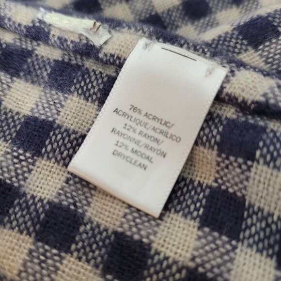 Ann Taylor Loft Blue & Beige Plaid Infinity Scarf Soft straddles comfort and chi - Picture 10 of 12